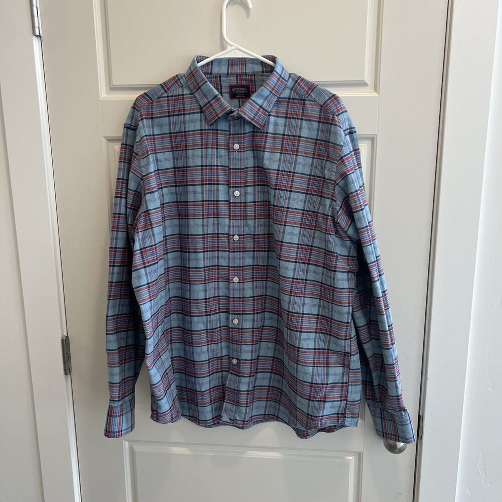 Untuckit Alfasi Flannel Color Blue Size XXL‎ Style #40714